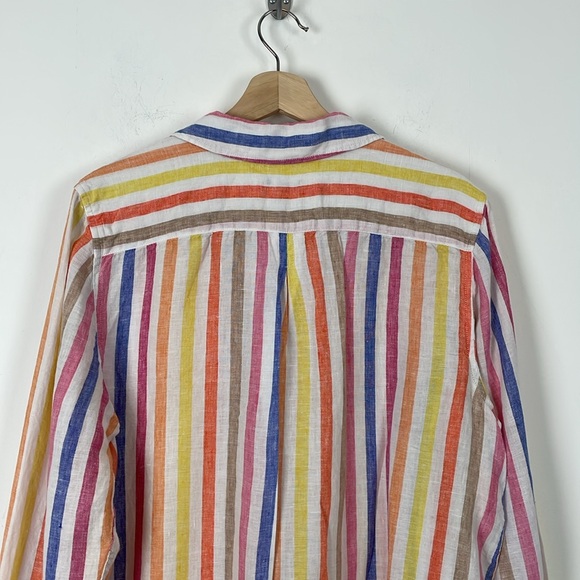 Talbots Linen Boyfriend Shirt Button Down Womens XL Multicolor Classic Blouse - Picture 7 of 9